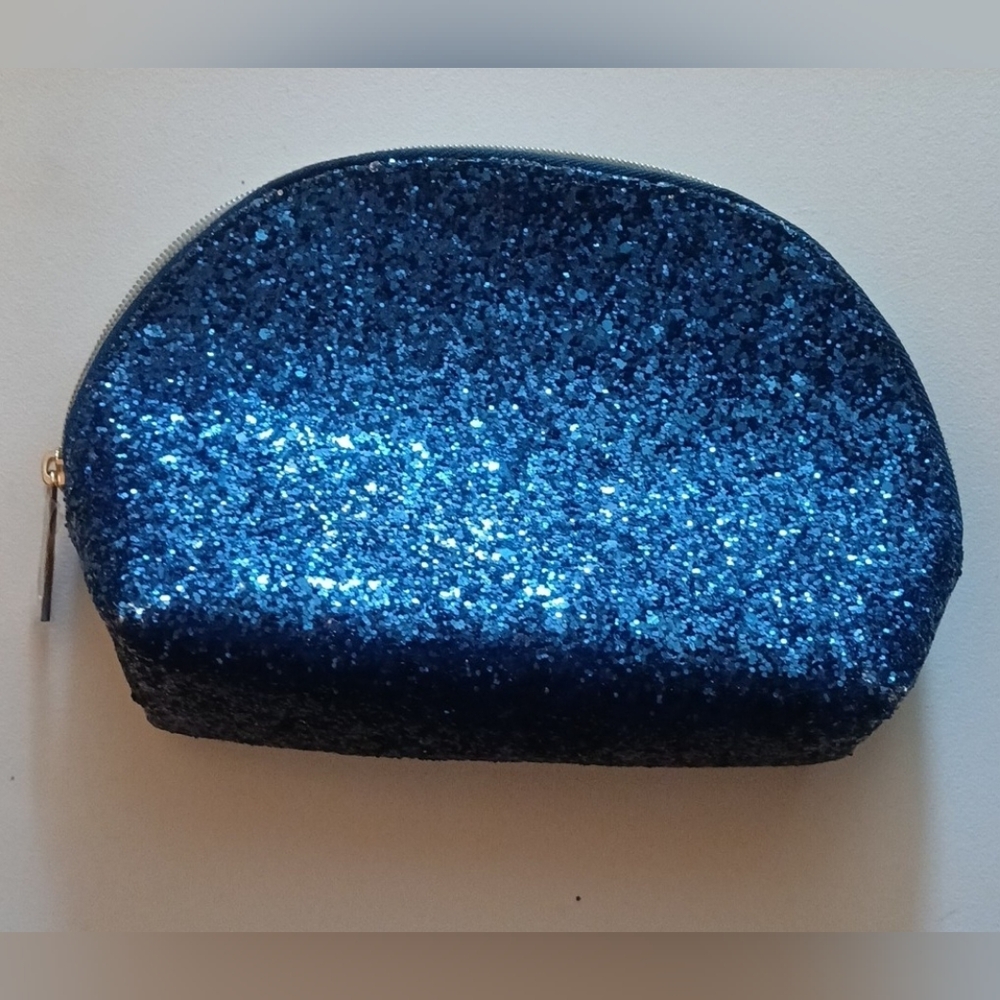 Estee Lauder Blue Glitter Makeup Pouch